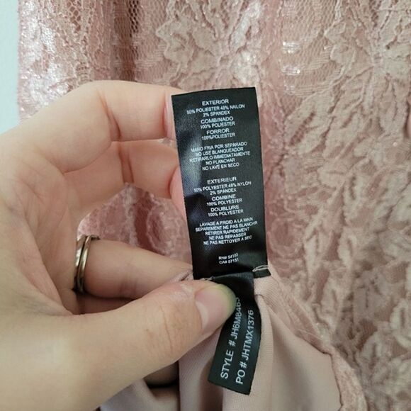 Jessica Howard Glitter Lace Sheath Dress with Attached Capelet Pink 6 - Picture 7 of 11